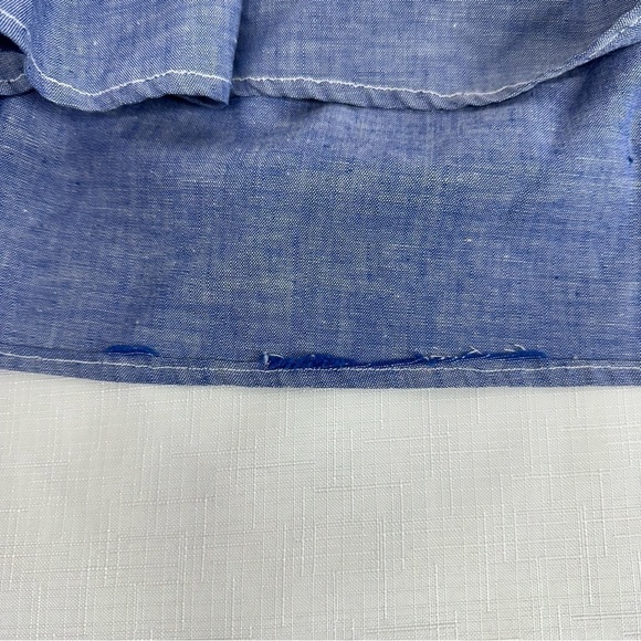 Hand Sewn Large One of A Kind Monogramed JH Embroidered Blue Chambray Shirt - Picture 12 of 13